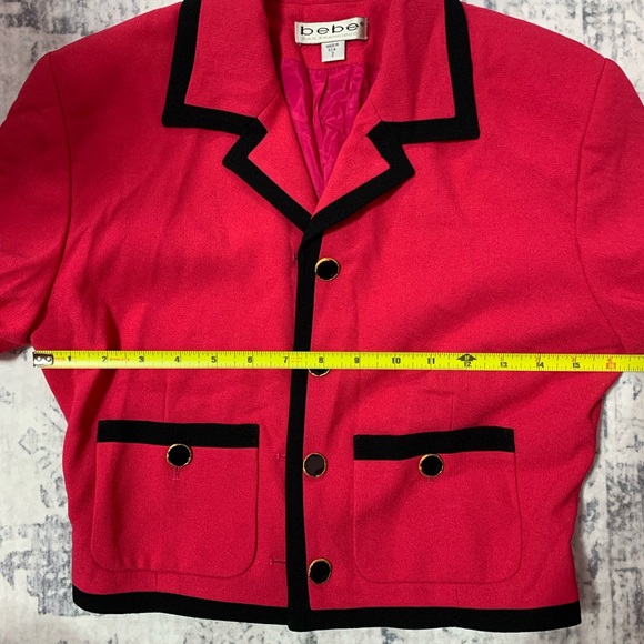 VTG Y2K bebe Fuscia Pink Blazer with Black Trim 2 - Picture 6 of 16